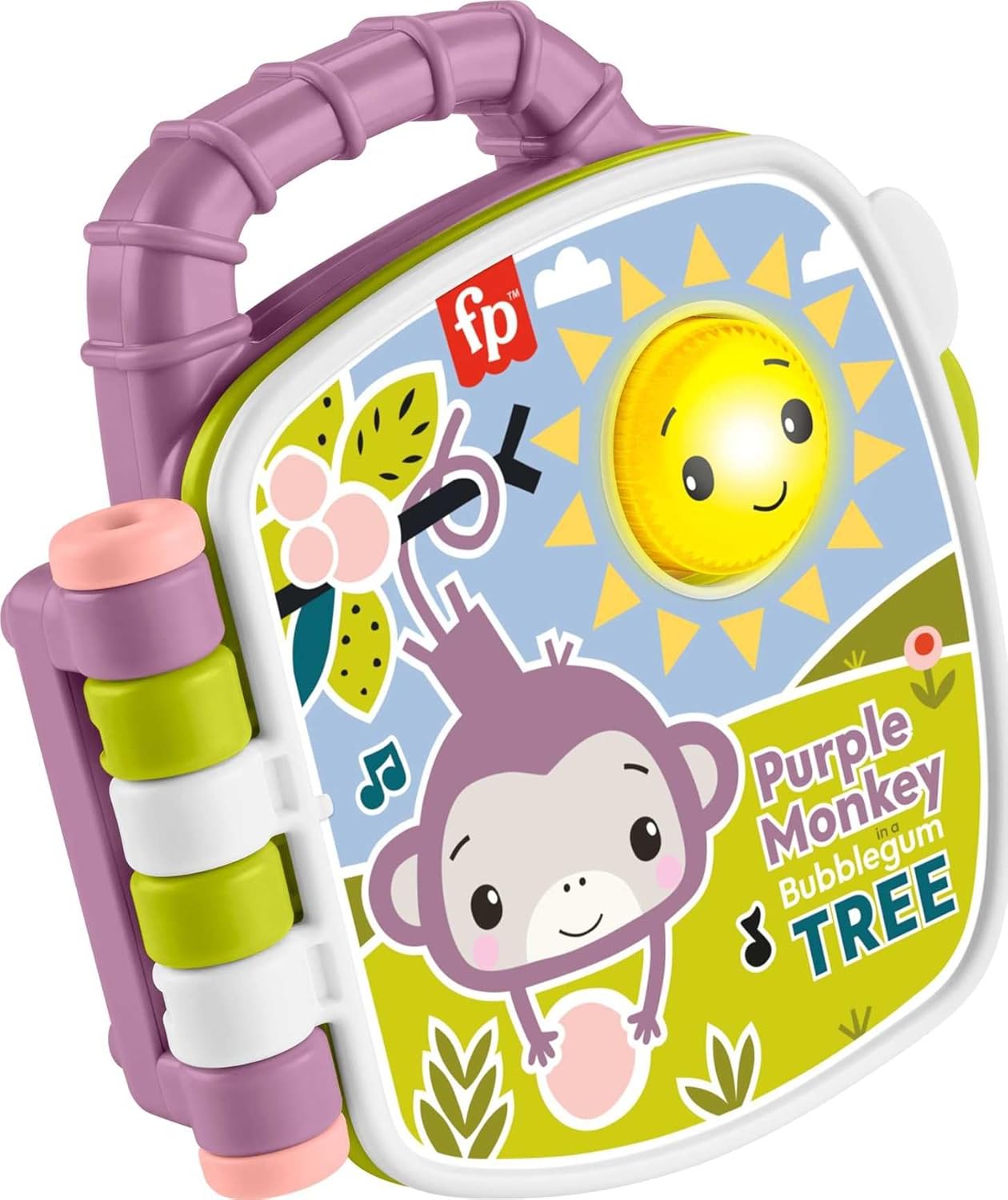 Fisher-Price-Baby-Toy-Purple-Monkey-Musical-Storybook-with-Lights.jpg Fisher-Price Baby Toy Purple Monkey Musical Storybook with Lights & Sounds for Infants & Toddlers Ages 6+ Months - Image 1