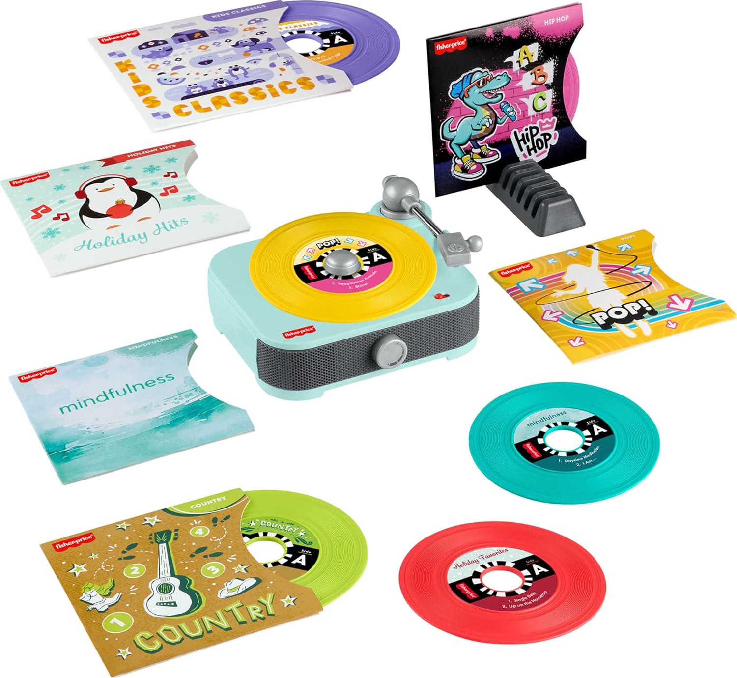 Fisher-Price-Musical-Toy-Deluxe-Rockin-Record-Player-Pretend-Turntable-with.jpg Fisher-Price Musical Toy Deluxe Rockin’ Record Player Pretend Turntable with 6 Albums for Preschool Play Kids Ages 3+ Years (Amazon Exclusive) - Image 1