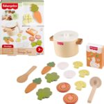 Fisher-Price Tiny Garden Wooden Soup Pretend Cooking Playset | 16-Piece Wood Play Food Veggies and Accessories, Kitchen Toys for Preschool Kids Ages 3+ Years (Amazon Exclusive)