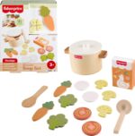 Fisher-Price Tiny Garden Wooden Soup Pretend Cooking Playset | 16-Piece Wood Play Food Veggies and Accessories, Kitchen Toys for Preschool Kids Ages 3+ Years (Amazon Exclusive)
