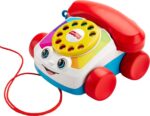 Fisher-Price Toddler Pull Toy Chatter Telephone Pretend Phone with Rotary Dial and Wheels for Walking Play Ages 1+ years​