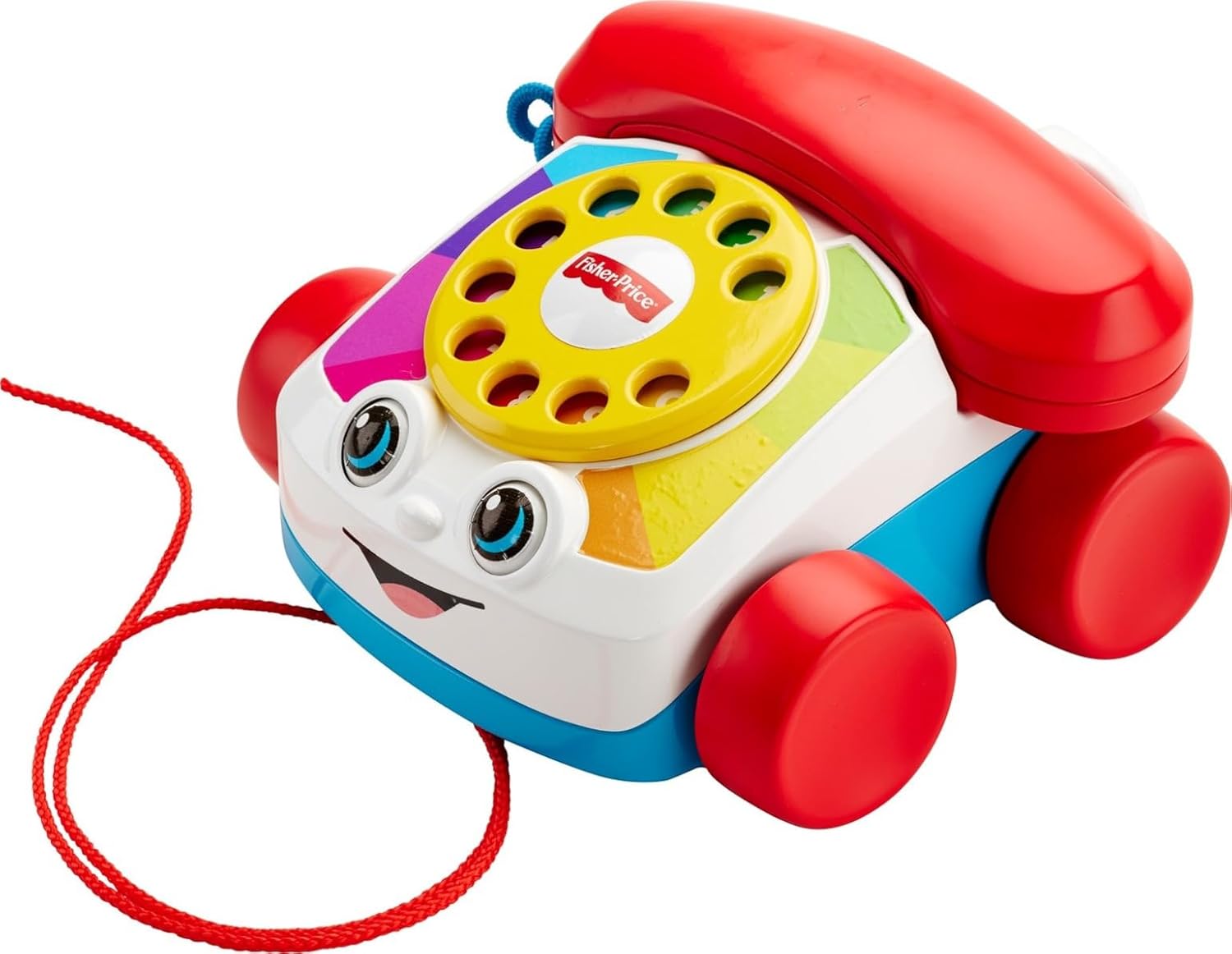 Fisher-Price-Toddler-Pull-Toy-Chatter-Telephone-Pretend-Phone-with-Rotary.jpg Fisher-Price Toddler Pull Toy Chatter Telephone Pretend Phone with Rotary Dial and Wheels for Walking Play Ages 1+ years - Image 1