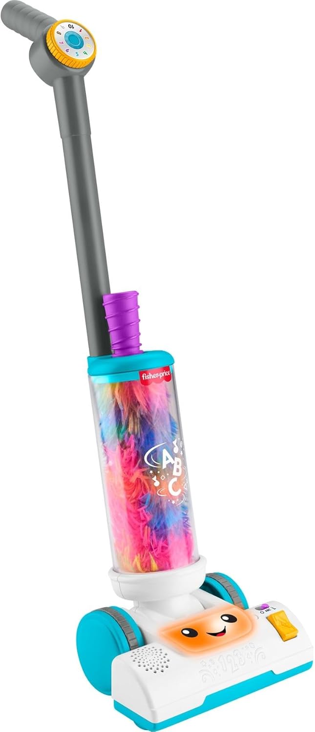 Fisher-Price-Toddler-Toy-Laugh-Learn-2-in-1-Vacuum-with-Duster.jpg Fisher-Price Toddler Toy Laugh & Learn 2-in-1 Vacuum with Duster, Lights & Learning Songs for Pretend Play Kids Ages 2+ Years - Image 1