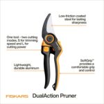 Fiskars DualAction Pruner – Hand Pruner with Two Cutting Modes, Bypass Garden Pruner for Stems and Branches up to 1", Low-Friction Steel Blade, FiberComp Frame - Image 2