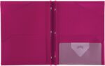 Five Star 2-Pocket Folder, Stay-Put Folder, Plastic Colored Folders with Pockets & Prong Fasteners for 3-Ring Binders, For Home School Supplies & Home Office, 11” x 8-1/2”, Pink (72105) - Image 2