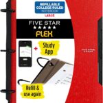 Five Star Flex Refillable Notebook + Study App, College Ruled Paper and 1 Inch TechLock Ring Binder with Pockets, Tabs and Dividers, 200 Sheet Capacity, Fire Red (29328AB2)