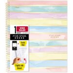 Five Star Spiral Notebook + Study App, 1 Subject, Wide Ruled, 8" x 10-1/2", 80 Sheets, Fights Ink Bleed, Water Resistant Cover, Pastel Stripes (930209F-ECM)