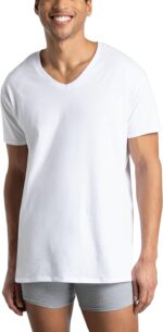 Fruit of The Loom Men's V-Neck Undershirts, Moisture Wicking & Tag Free, Also Available in Tall Sizes - Image 2