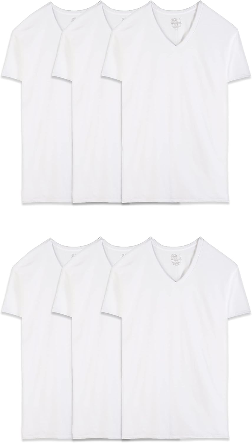 Fruit-of-The-Loom-Mens-V-Neck-Undershirts-Moisture-Wicking.jpg Fruit of The Loom Men's V-Neck Undershirts, Moisture Wicking & Tag Free, Also Available in Tall Sizes - Image 1