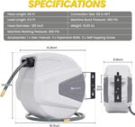 G GOOD GAIN Air Hose Reel Retractable 3/8 in x 65 ft Hybrid Polymer Hose, Air Compressor Hose Reel Retractable Auto-Rewind Enclosed 180° Swivel Mount, Max 300PSI Commerical Polypropylene Grey - Image 2