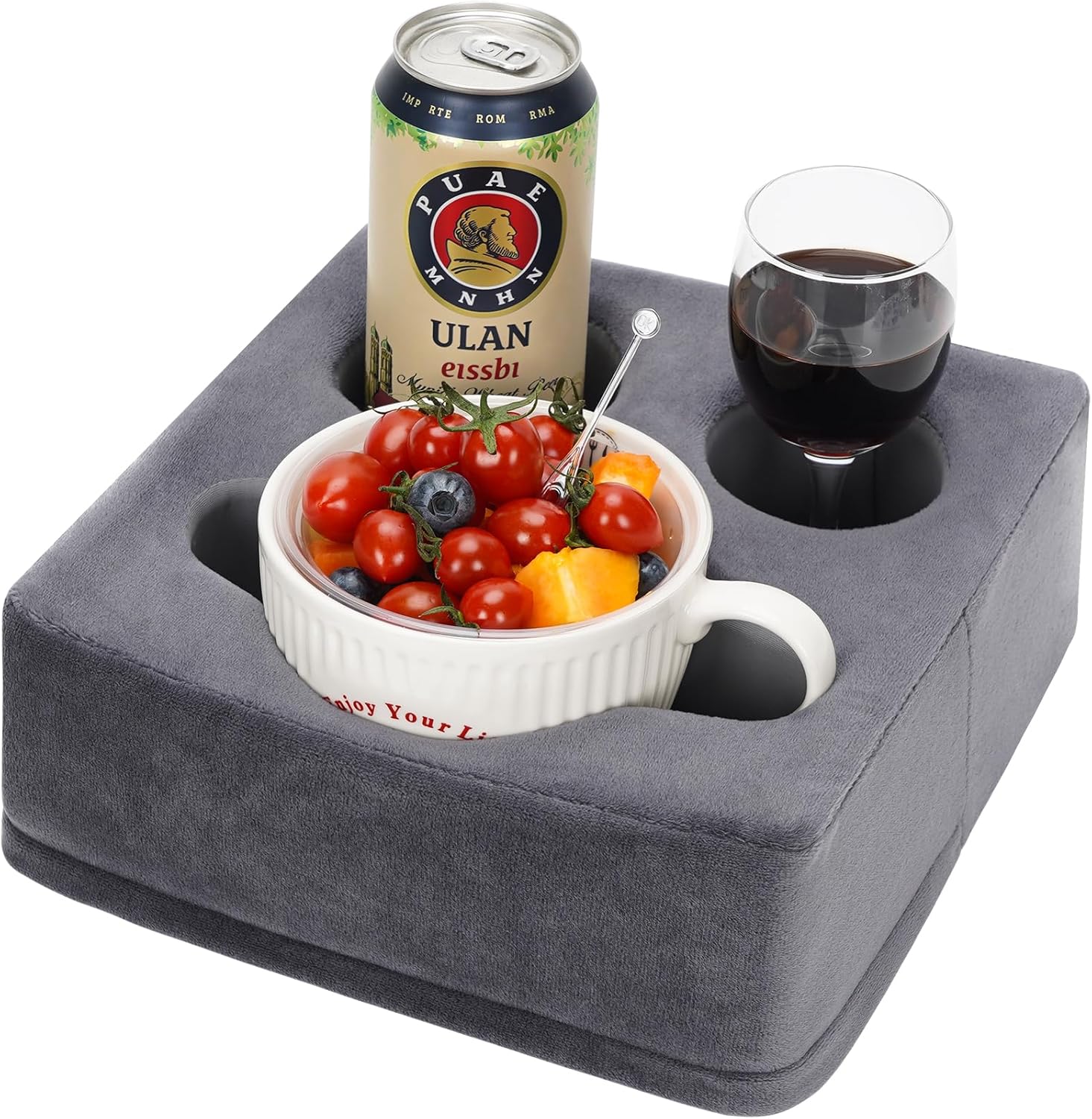 G-GOOD-GAIN-Couch-Cup-Holder-Pillow-Spill-Proof-Sofa-Drink.jpg G GOOD GAIN Couch Cup Holder Pillow, Spill-Proof Sofa Drink Cup Holder & Multi-Use Organizer for Sofa, Bed, Car, Beach - Holds Mugs, Phone, Snacks, Remote Control, KeepTemp Design (Grey) - Image 1