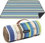 G GOOD GAIN Waterproof Picnic Blanket Portable with Carry Strap for Beach Mat or Family Outdoor Camping Party (Sky Blue)