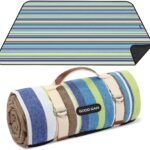 G GOOD GAIN Waterproof Picnic Blanket Portable with Carry Strap for Beach Mat or Family Outdoor Camping Party (Sky Blue)