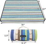 G GOOD GAIN Waterproof Picnic Blanket Portable with Carry Strap for Beach Mat or Family Outdoor Camping Party (Sky Blue) - Image 2
