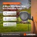 GARDENA Retractable Garden Hose Reel - 100 Feet - Auto Retract Hose Reel with 180° Swivel Wall Mount - Heavy Duty - Integrated Spray Nozzle - 08055 - Image 2
