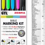 G.T. Luscombe Company, Inc. Zebrite Bible Marking Kit | No Bleed Pigmented Ink | No Fading or Smearing | Double Ended Highlighters, Note Pen & Books of the Bible Ruler/Bookmark (Set of 5 + Ruler)