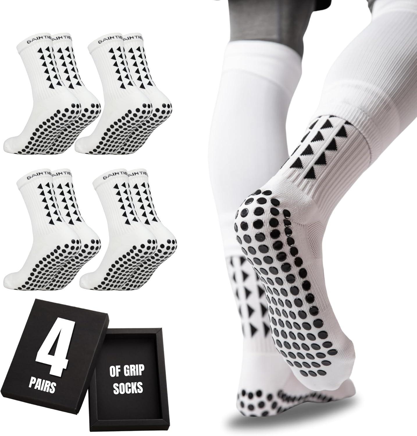 Gain-The-Edge-Soccer-Grip-Socks-Set-White.jpg Gain The Edge Soccer Grip Socks - Set - White - Image 1