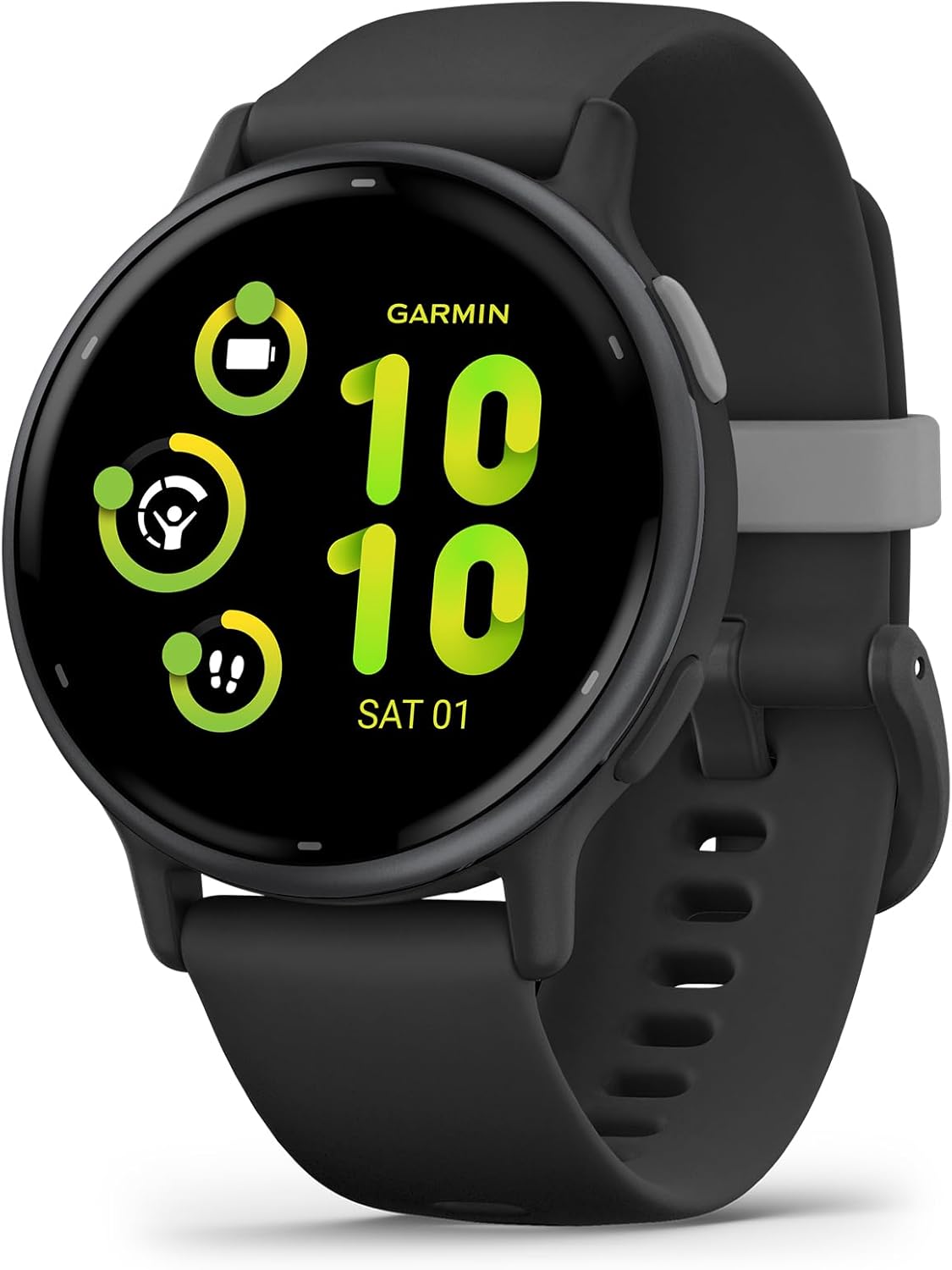 Garmin-Vivoactive-5-Health-and-Fitness-GPS-Smartwatch-AMOLED-Display.jpg Garmin Vívoactive 5, Health and Fitness GPS Smartwatch, AMOLED Display, Up to 11 Days of Battery, Slate Aluminum Bezel with Black Case and Silicone Band - Image 1