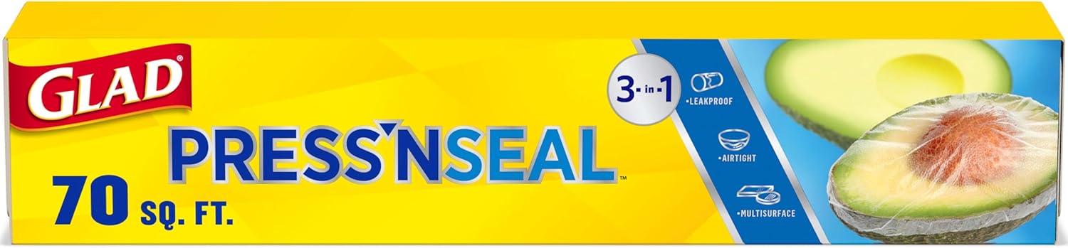 Glad-PressN-Seal-Food-Plastic-Wrap-70-Square-Foot-Roll.jpg Glad Press'N Seal Food Plastic Wrap, 70 Square Foot Roll (Package May Vary) - Image 1
