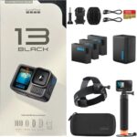 GoPro HERO13 Black Camera with 3 Enduro Batteries | Waterproof 5.3K60 Action Camera with Dual-Battery Charger & SanDisk 64GB Extreme SD Card | Head Strap 2.0 and Handler Floating Handgrip, Bundle Kit