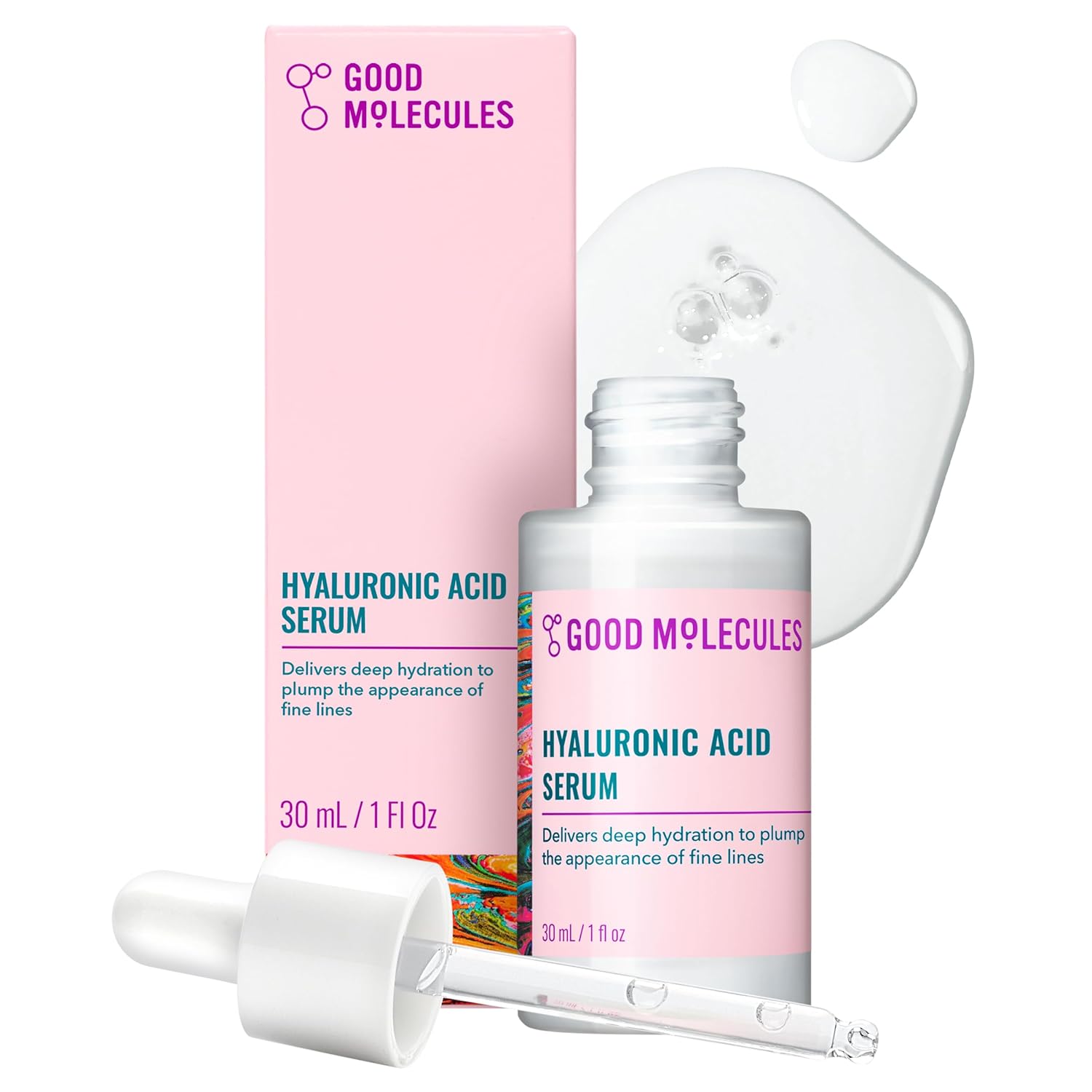 Good-Molecules-Hyaluronic-Acid-Serum-1-Hyaluronic-Acid-Ultra.jpg Good Molecules Hyaluronic Acid Serum - 1% Hyaluronic Acid Ultra Hydrating Serum, Facial Moisturizer for Plumper Skin, Skin Care for Face - Image 1