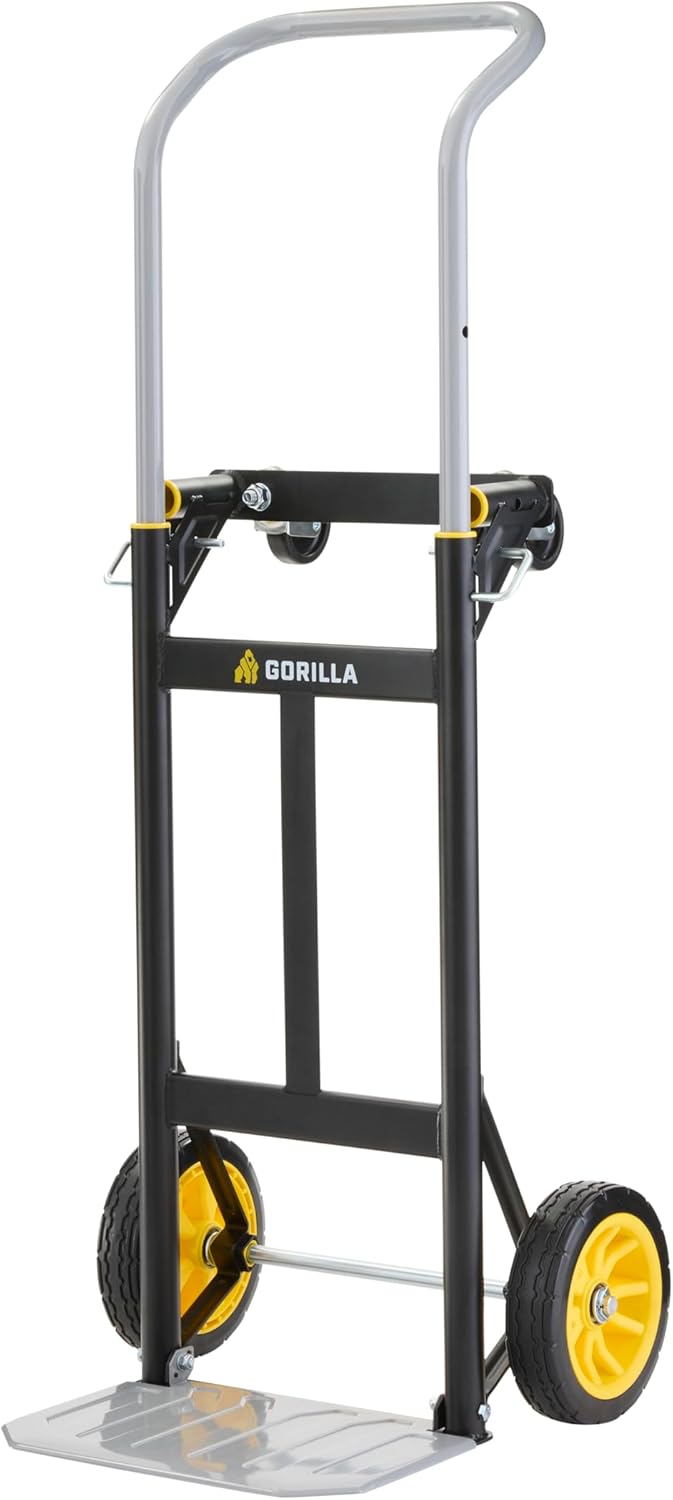 Gorilla-400-lbs-Convertible-Steel-Hand-Truck-Simple-Flatbed-Conversion.jpg Gorilla 400 lbs. Convertible Steel Hand Truck, Simple Flatbed Conversion; Wide Grip Telescoping Handle, Flat-Free Tires - Image 1