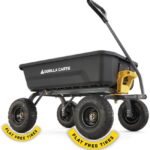Gorilla Carts Heavy-Duty Dump Cart, Patented Quick-Release Dumping, Steel Frame, 600 lb Capacity, No-Flat 10-Inch Tires, Utility Wagon for Garden, Yard, Beach