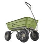 Gorilla Carts Poly Garden Dump Cart, 4 Cu Ft Tub, 600 lb Haul Capacity, Green – Heavy-Duty Utility Wagon with Quick-Release Dumping & Pneumatic Tires for Yard, Landscaping and Gardening