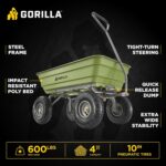 Gorilla Carts Poly Garden Dump Cart, 4 Cu Ft Tub, 600 lb Haul Capacity, Green – Heavy-Duty Utility Wagon with Quick-Release Dumping & Pneumatic Tires for Yard, Landscaping and Gardening - Image 2