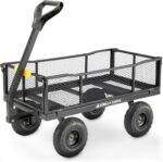 Gorilla Carts Steel Utility Cart, 4 Cu Ft Bed, 900 lb Load Capacity, Black – Towable Heavy-Duty Outdoor Hauling Wagon with Removable Side Panels for Yard, Lawn, Garden or Landscaping