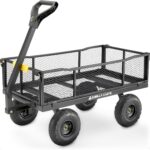 Gorilla Carts Steel Utility Cart, 4 Cu Ft Bed, 900 lb Load Capacity, Black – Towable Heavy-Duty Outdoor Hauling Wagon with Removable Side Panels for Yard, Lawn, Garden or Landscaping