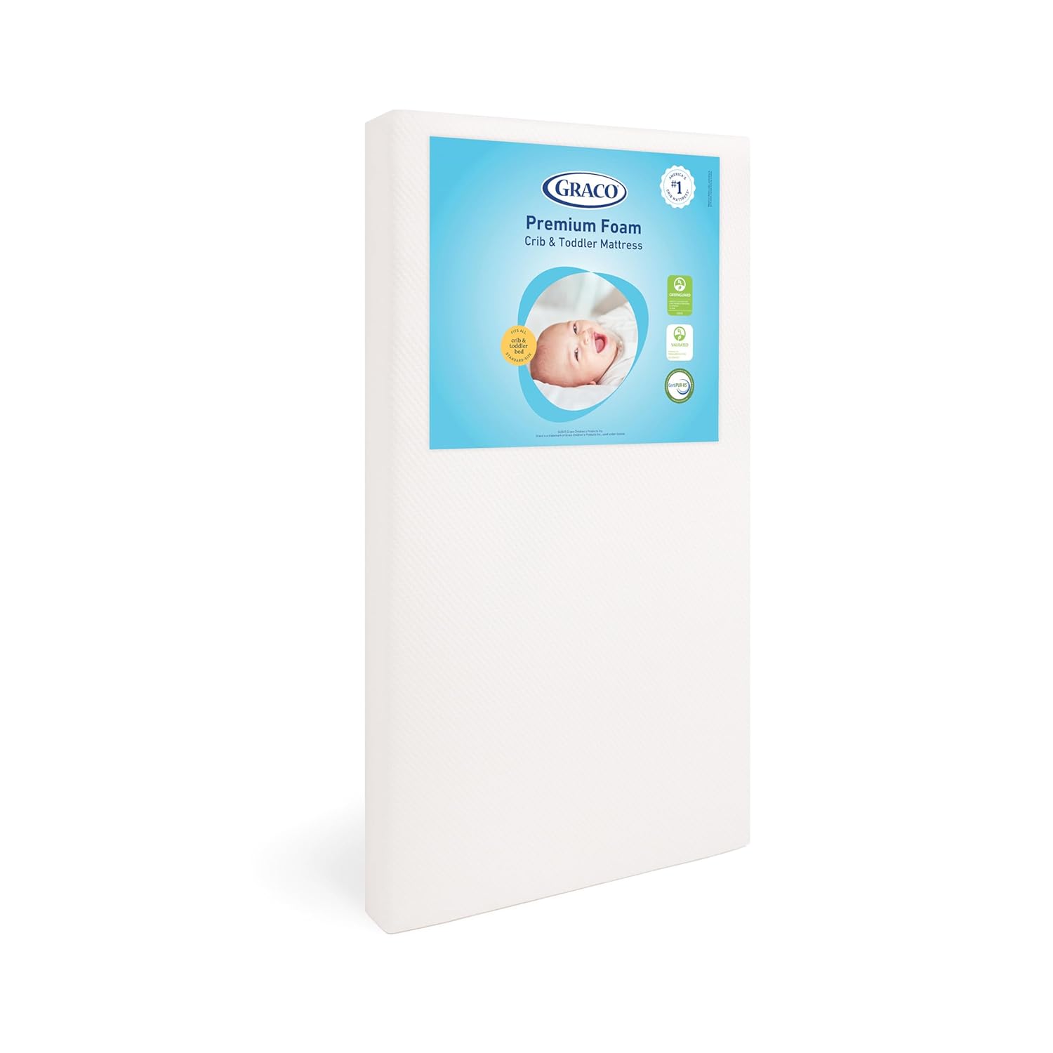Graco-Premium-Crib-Toddler-Mattress-–-GREENGUARD-Gold-Certified.jpg Graco Premium Crib & Toddler Mattress – GREENGUARD Gold Certified, Machine Washable Oeko-TEX Standard 100 Certified Cover with Waterproof Surface, Fits Any Standard Full Size Baby Crib & Toddler Bed - Image 1