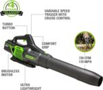 Greenworks 80V (730 CFM / 170 MPH) Cordless Brushless Axial Leaf Blower, Everyday Yard Cleanup for Driveways & Patios, Lightweight, Battery and Charger not included - Image 2