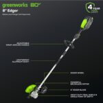 Greenworks 80V All-Terrain Brushless Edger, 8" Steel Blade, 2.25" Pro Depth & Tool-Free Adjust, 27cc Gas Power Equivalent, Battery and Charger Not Included - Image 2