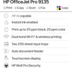 HP OfficeJet Pro 9135 Wireless All-in-One Color Inkjet Printer, Print, Scan, Copy, Fax, ADF, Duplex Print/scan, Best-for-Office, 3 Month Trial of Instant Ink Included, AI-Capable (C2WM0A) - Image 2
