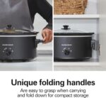 Hamilton Beach 6 Quart Slow Cooker With Space-Saving Folding Handles | 3 Heat Settings | Dishwasher Safe Stoneware Crock & Glass Lid | Black | 33664 - Image 2