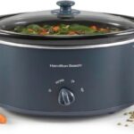 Hamilton Beach 6 Quart Slow Cooker with Space-Saving Folding Handles, 3 Heat Settings, Dishwasher Safe Stoneware Crock and Glass Lid, Kitchen Makeover Blue (33608)