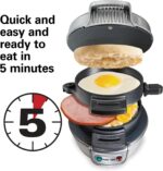 Hamilton Beach Breakfast Sandwich Maker with Egg Cooker Ring | Perfect for English Muffins, Croissants, Mini Waffles | Customizable & Fast | PFAS-Free | Silver | 25475MN - Image 2