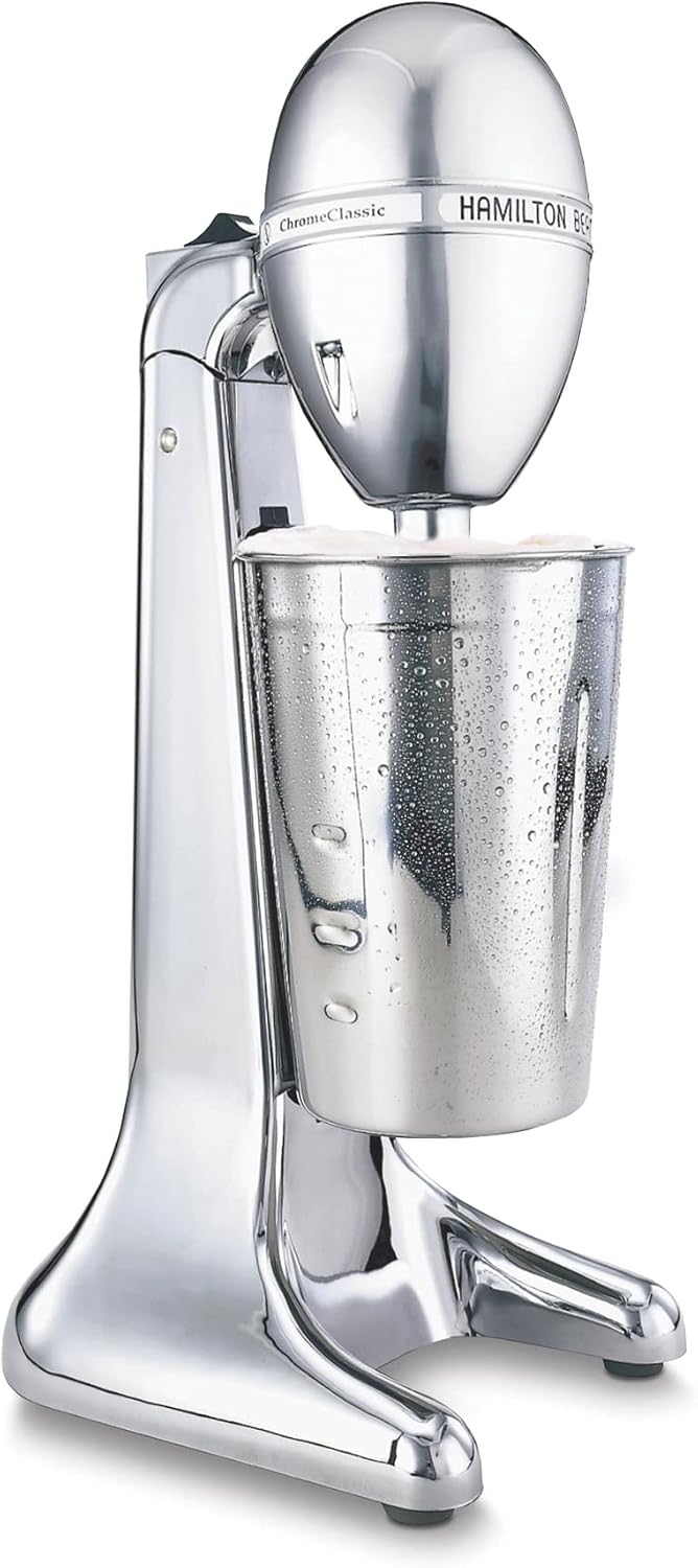 Hamilton-Beach-DrinkMaster-Electric-Drink-Mixer-Retro-Milkshake-Maker.jpg Hamilton Beach DrinkMaster Electric Drink Mixer, Retro Milkshake Maker & Milk Frother, 2 Speeds, Extra-Large 28 oz. Stainless Steel Cup, Classic Chrome - Image 1