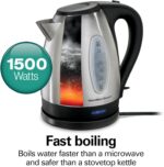 Hamilton Beach Electric Tea Kettle, Water Boiler & Heater, 1.7 Liter, Cordless Serving, 1500 Watts for Fast Boiling, Auto-Shutoff and Boil-Dry Protection, Stainless Steel (40880) - Image 2