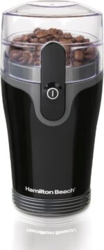 Hamilton Beach Fresh Grind Electric Coffee Grinder for Beans, Spices and More, Stainless Steel Blades, Removable Chamber, Makes up to 12 Cups, Black