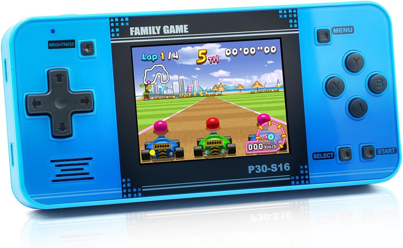 Handheld-Game-for-Kids-Preloaded-220-Retro-Video-Games-Portable.jpg Handheld Game for Kids -Preloaded 220 Retro Video Games, Portable Gaming Player with Rechargeable Battery 3.0" LCD Screen, Mini Arcade Electronic Toy Gifts for Boys Girls (Blue) - Image 1