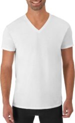 Hanes Men's Undershirts T-Shirt Pack, V-Neck Cotton Tees for Men, Moisture-Wicking, Odor Control, White Multi-Pack - Image 2