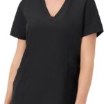 Hanes Women's Scrubs Healthcare Top, Moisture-Wicking Stretch Scrub Shirts, Ribbed Side Panels
