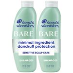 Head & Shoulders Anti-Dandruff Shampoo, BARE Sensitive Scalp Care Twin Pack, with 1% Pyrithione Zinc, Fragrance-Free, Free of Sulfates, Silicones, Gentle, 13.5 Fl Oz Each