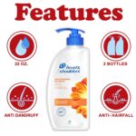 Head & Shoulders Anti Hair fall Shampoo, 2 Pack Anti Dandruff Shampoo, Relieves Dry Scalp and Repairs Damage, Fresh Scent, 22 oz Pump Bottles - Image 2