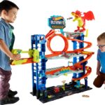 Hot Wheels City Ultimate Garage Track Set with 2 Die-Cast Toy Cars & Car-Eating Dragon, Stores 50+ Vehicles, 4 Levels