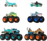 Hot Wheels Toy Cars & Monster Trucks, Sharks vs. Dinos Multipack with 8 Total Vehicles, Including Big Rigs, 1:64 Scale Monster Trucks & 1:64 Scale Hot Wheels Vehicles​​
