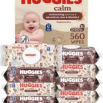 Huggies Calm Baby Wipes, Unscented, Hypoallergenic, 10 Push Button Packs (560 Wipes Total)