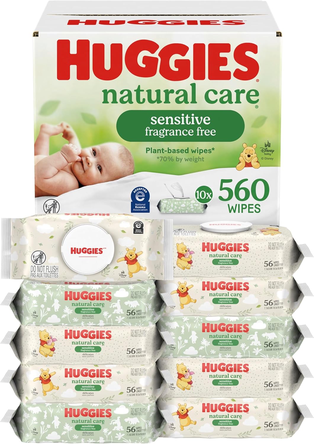 Huggies-Natural-Care-Sensitive-Baby-Wipes-Unscented-Hypoallergenic-99-Purified.jpg Huggies Natural Care Sensitive Baby Wipes, Unscented, Hypoallergenic, 99% Purified Water, 10 Flip-Top Packs (560 Wipes Total) - Image 1
